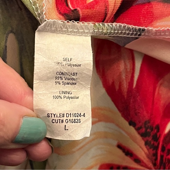 Le Lis Floral Maxi Dress Red Top Criss Cross Back Women’s Size L  Made In USA - Picture 7 of 8